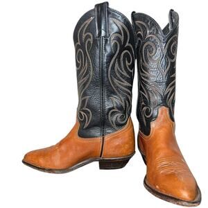 CODE WEST Black & Brown Embroidered Leather Western Cowboy Boots‎ Women's Size 6